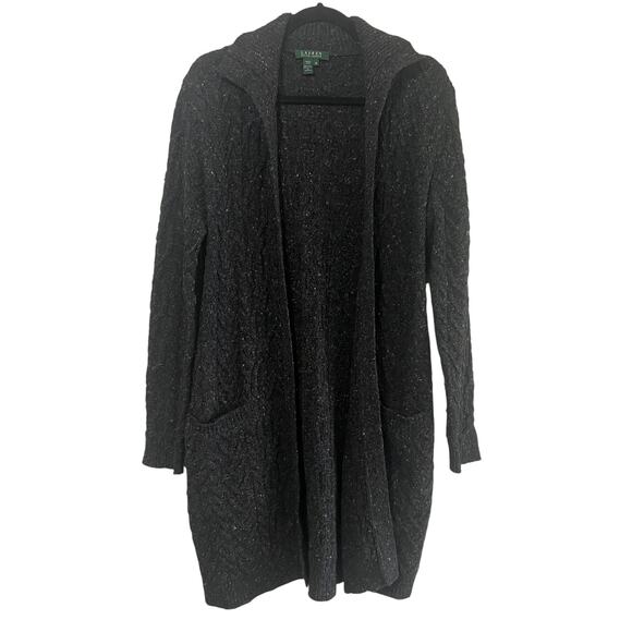 Lauren Ralph Lauren Cable Knit Wool Cashmere Blend Duster Cardigan Size Medium - Picture 1 of 5